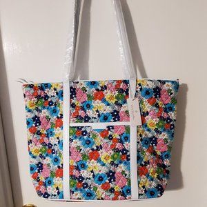 Vera Bradley Far Out Floral Trimmed Vera Tote